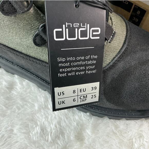 Hey Dude Tonya Eco Shield Boots Black Olive Mens 8 New in Box Water Resistant main image 8